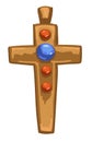 Medieval golden cross with precious stones vector