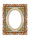 medieval golden frame with passepartout isolated on white