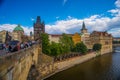 Medieval gothic Charles Bridge in Prague, Czech republic. Royalty Free Stock Photo