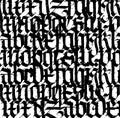 Medieval Gothic pattern. Vector. European modern gothic. Black letters on a white background. All letters are handwritten with a p