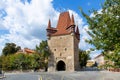 medieval gothic Prague tower, town Rakovnik, Central Bohemian region