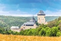 Medieval gothic royal castle Karlstejn - Watercolor style