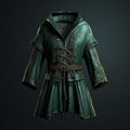 Medieval Green Leather Coat - 3d Rendering With Xbox 360 Graphics