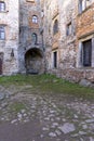 Medieval Grodno Castle, stone courtyard, Zagorze Slaskie, Poland Royalty Free Stock Photo