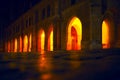 Hallway illuminated in the night