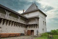 Medieval Halych Castle under stormy sky in Ukraine