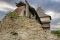 Medieval Halych Castle under stormy sky in Ukraine