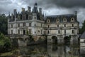 Medieval Haunted Castle, Gloomy Chateau, Old France Architecture, Chenonceau, Copy Space Royalty Free Stock Photo