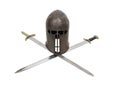 Medieval helm and crossed swords