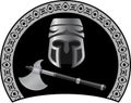 Medieval helmet with axe Royalty Free Stock Photo