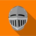 Medieval helmet icon flate. Single weapon icon from the big ammunition, arms set.