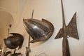Medieval helmets and halberds.