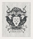 Medieval heraldic Coat of arms in vintage style