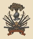 Medieval heraldic Coat of arms in vintage style