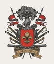 Medieval heraldic Coat of arms in vintage style