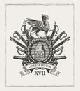 Medieval heraldic coat arms in vintage style