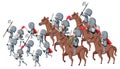 Medieval historical army characters going to the war