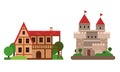 Medieval Historical Buildings and Old European Architecture Vector Set
