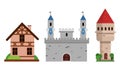 Medieval Historical Buildings and Old European Architecture Vector Set