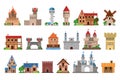 Medieval Historical Buildings and Old European Architecture Vector Set