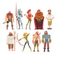 Medieval Historical Cartoon Characters in Traditional Costumes Set, Peasant, Warrior, Nobleman, Archer, Musician