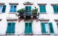 medieval house with shatters, windows, balcony (Kotor, Montenegro) Royalty Free Stock Photo