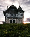 A medieval house during the sunset