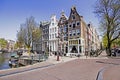 Medieval houses along the canal in Amsterdam Netherlands Royalty Free Stock Photo