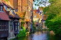 Medieval houses over canal in Bruges Belgium Royalty Free Stock Photo