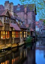 Medieval houses over canal in Bruges Belgium Royalty Free Stock Photo
