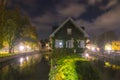 Medieval houses by twilight in the Netherlands