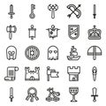 MEDIEVAL icon set of outline icons