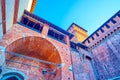 The medieval inner gates and Bona di Savoia tower of Sforza`s Castle, Milan, Italy