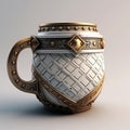 Medieval-inspired Gold Mug With Geometric Patterns - Commissioned Precision Painting