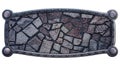 Medieval iron banner with stone pattern.