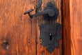 Medieval iron door handle Royalty Free Stock Photo