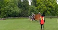 A medieval joust with knights in armour and costume