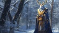 Medieval King With Horns In Snowy Forest - Photorealistic Renderings