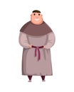 Medieval Kingdom Character. Isolated monk in historical costume on a white background. Vector personage