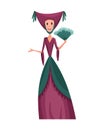 Medieval Kingdom Character. Isolated princess in historical costume on a white background. Vector personage