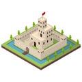 Medieval Kingdom Concept 3d Isometric View. Vector Royalty Free Stock Photo