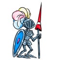 Medieval knight armor helmet cartoon illustration