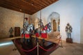 Medieval Knight armours at Hall of the Old Palace at Alcazar of Segovia Interior - Segovia, Spain Royalty Free Stock Photo