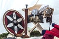 The Legacy of the Knights: Weapons and Armor in the Sleeping Tent Royalty Free Stock Photo