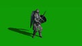 medieval knight fighting with swords and shield isolated on green screen Royalty Free Stock Photo