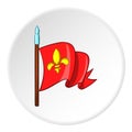 Medieval knight flag icon, cartoon style