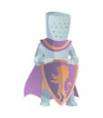 Medieval Knight In Full Armor Flat Illustration. The comic caricature. Funny Cartoon Knight.