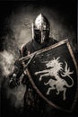 Medieval knight in full armour Royalty Free Stock Photo