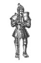 Medieval knight in full battle armour