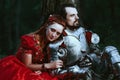 Medieval knight with lady Royalty Free Stock Photo